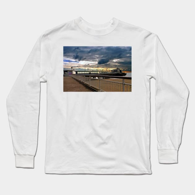 Bournemouth Pier And Beach Dorset Long Sleeve T-Shirt by AndyEvansPhotos